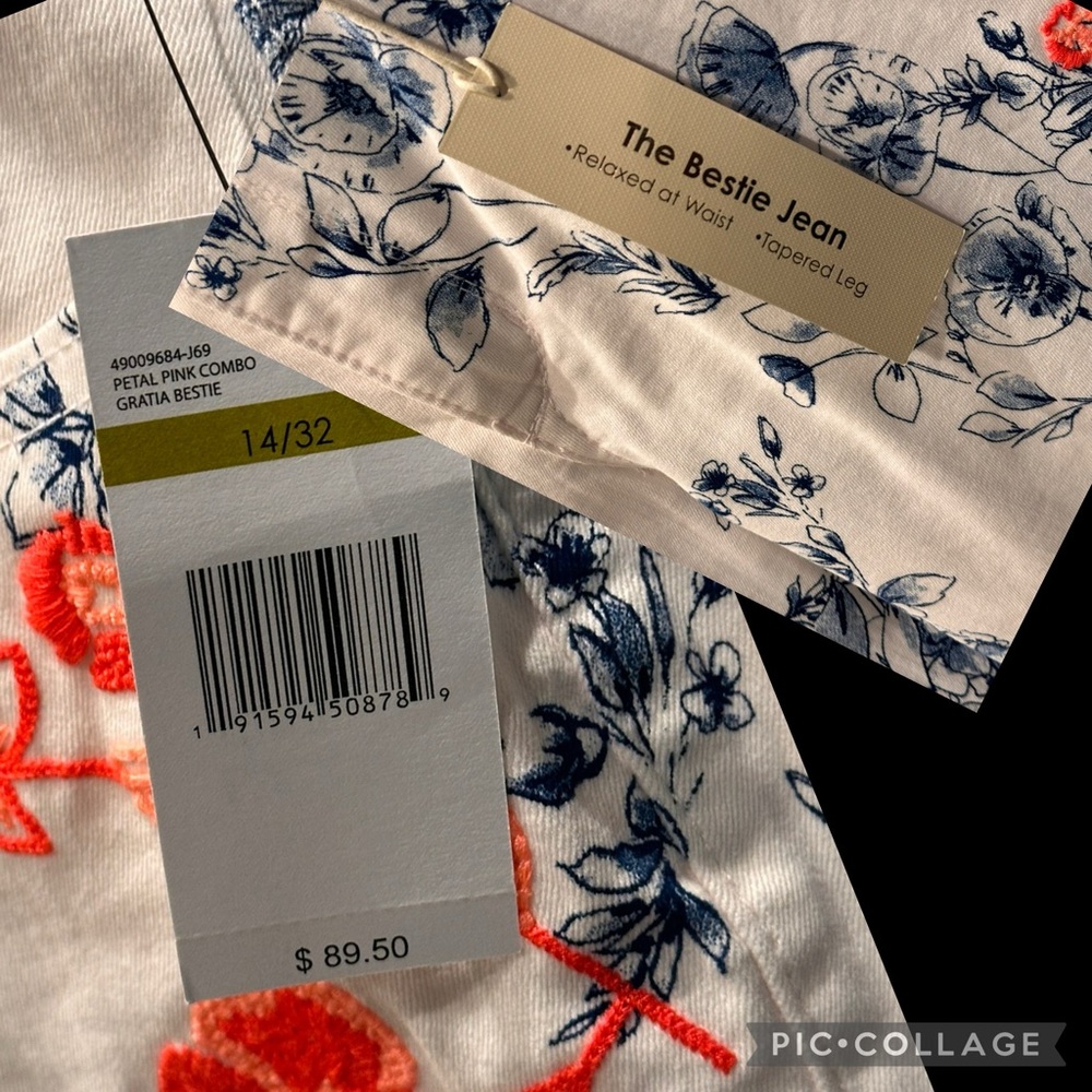 Vintage America Brand Embroidered White Denim Jeans - NEW NWT - Picture 4 of 10